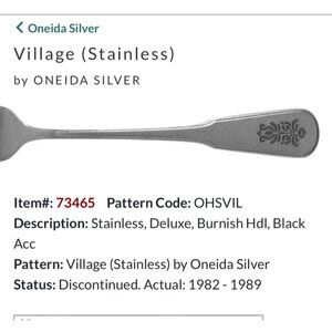 6 Oneida Deluxe Stainless Village Pattern Tablespoons Discontinued 1982-1989 Vin